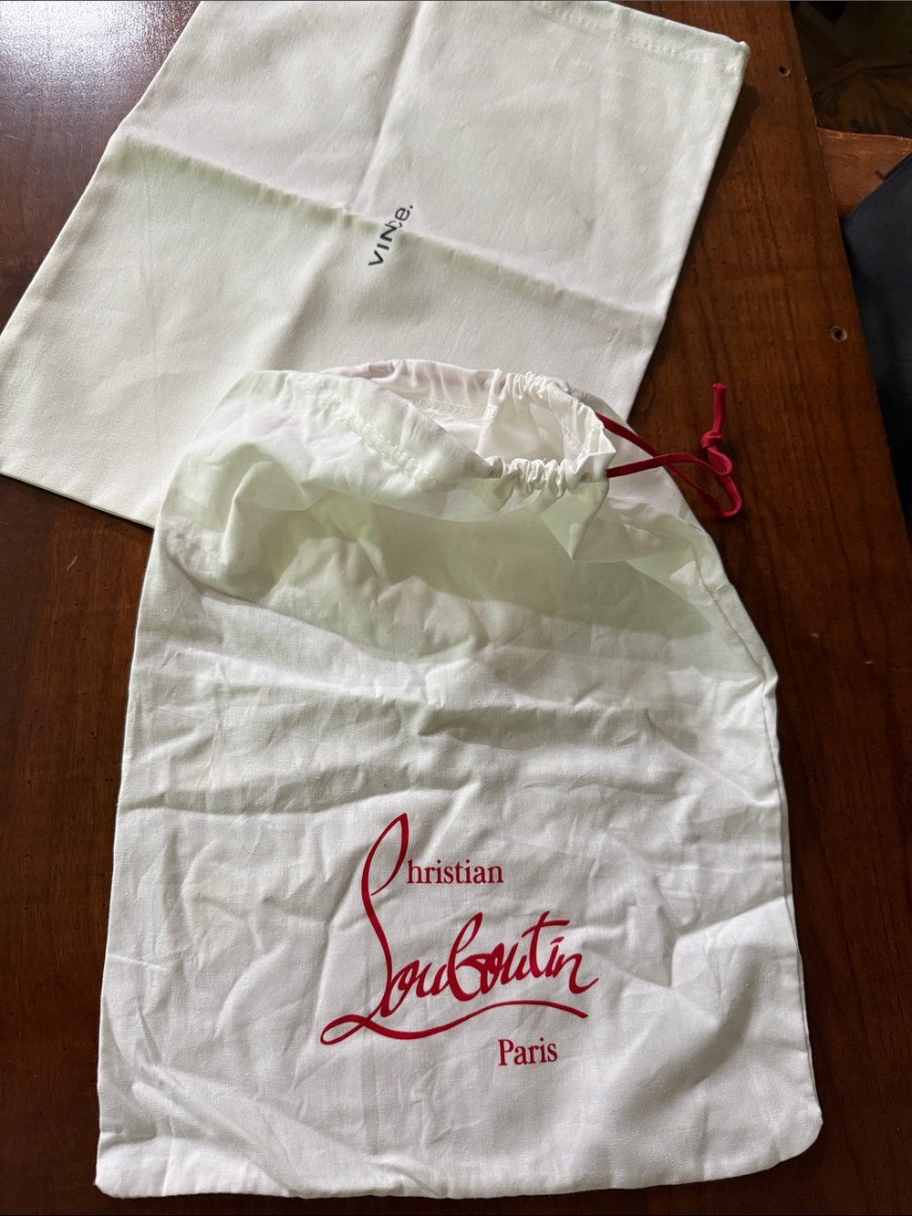 Christian Louboutin & Vince Drawstring Dust Bags with Red Logo 2 for shoes 👞